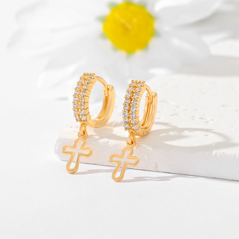 Popular Multi-Style Gold-Plated Cross Earrings