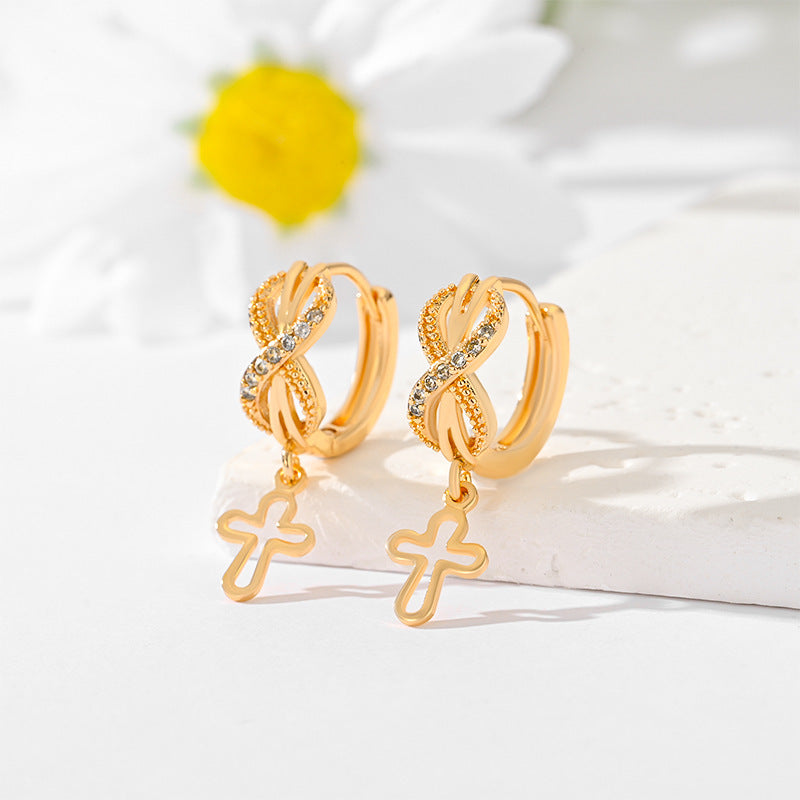 Popular Multi-Style Gold-Plated Cross Earrings