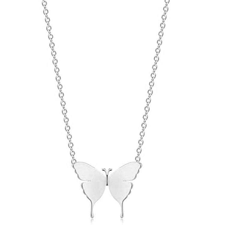 Simple Geometric Butterfly Pendant Necklace