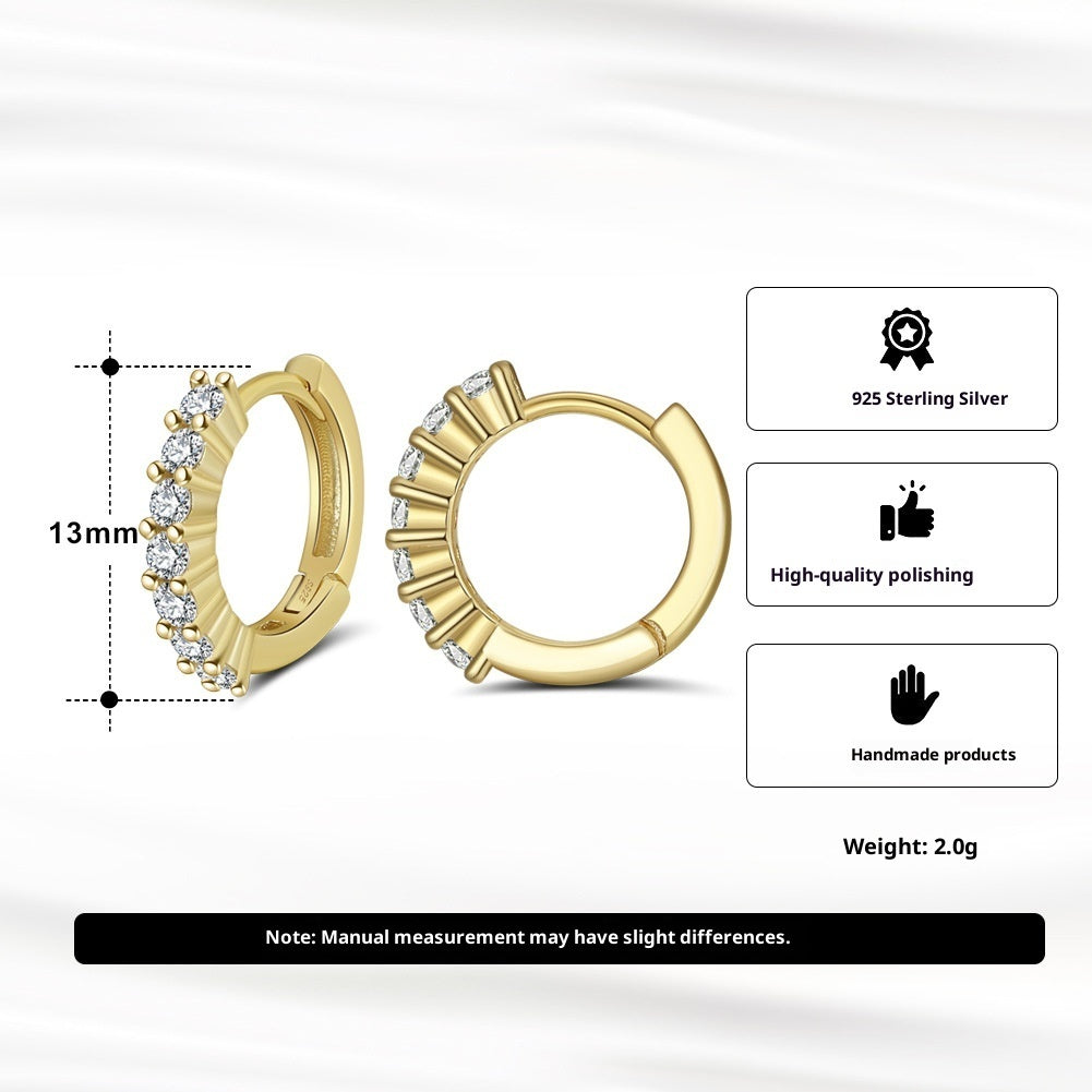 S925 Sterling Silver 14K Gold Plain Earrings