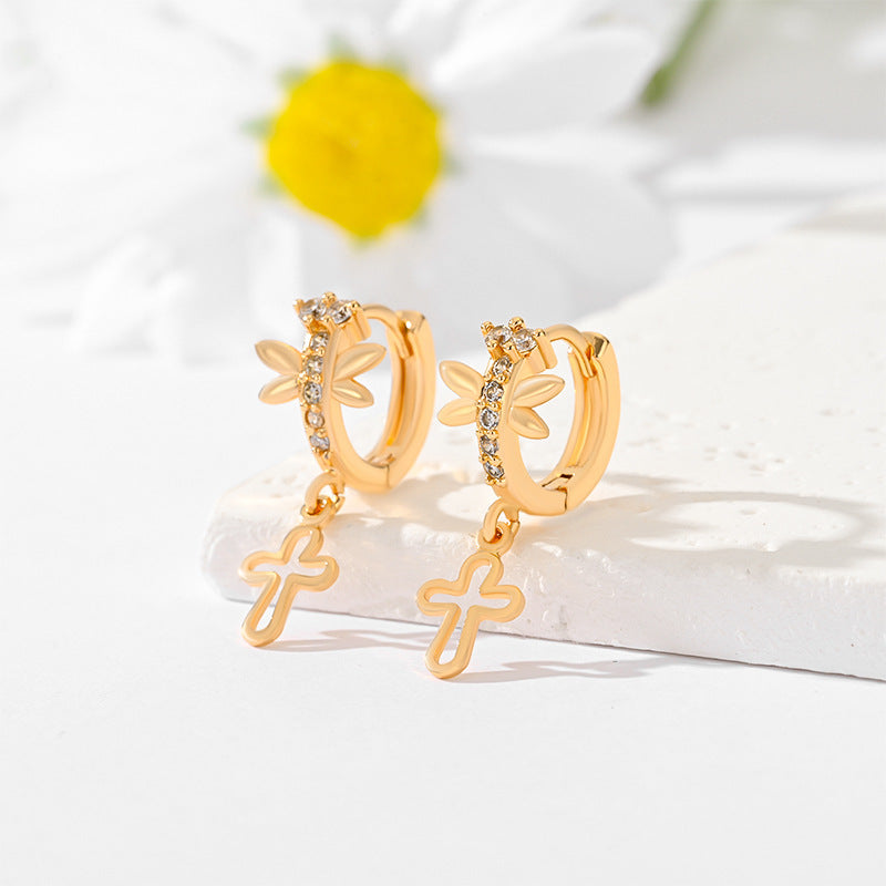Popular Multi-Style Gold-Plated Cross Earrings